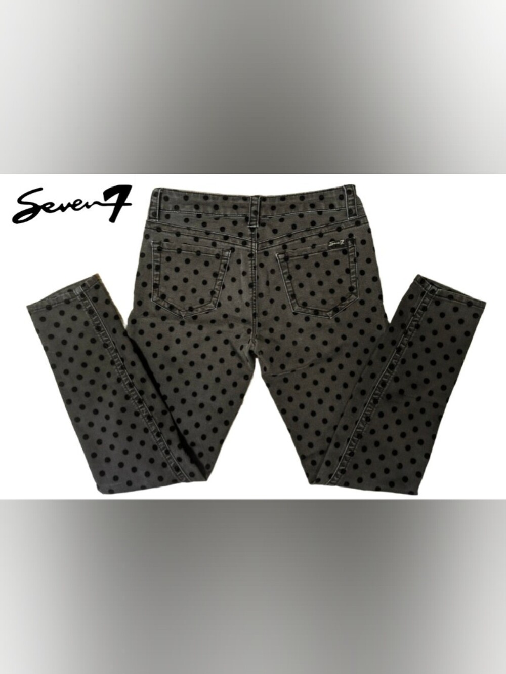 Seven7 Black Polka Dot Skinny Jeans Size 28 Retro Print Stretch Denim